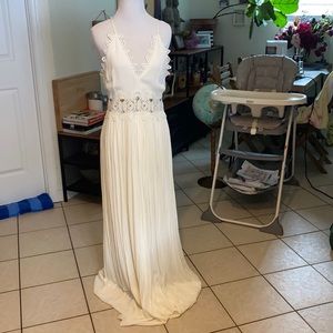 Lulus white long lace wedding rehearsal dress